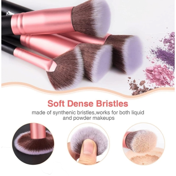 Rose Gold/Black 16pc Pro Premium Synthetic Cruelty-Free Makeup Brush Set - Picture 3 of 5